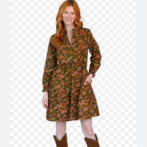 EUC Olivia James the Label waverly dress in black floral, size XS